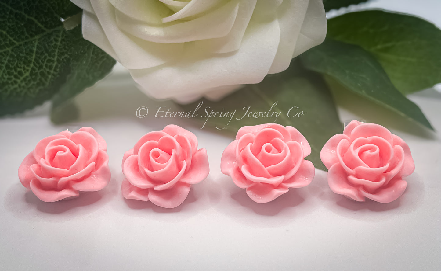 Rose Hair Clips, Blush Pink, Set of 4